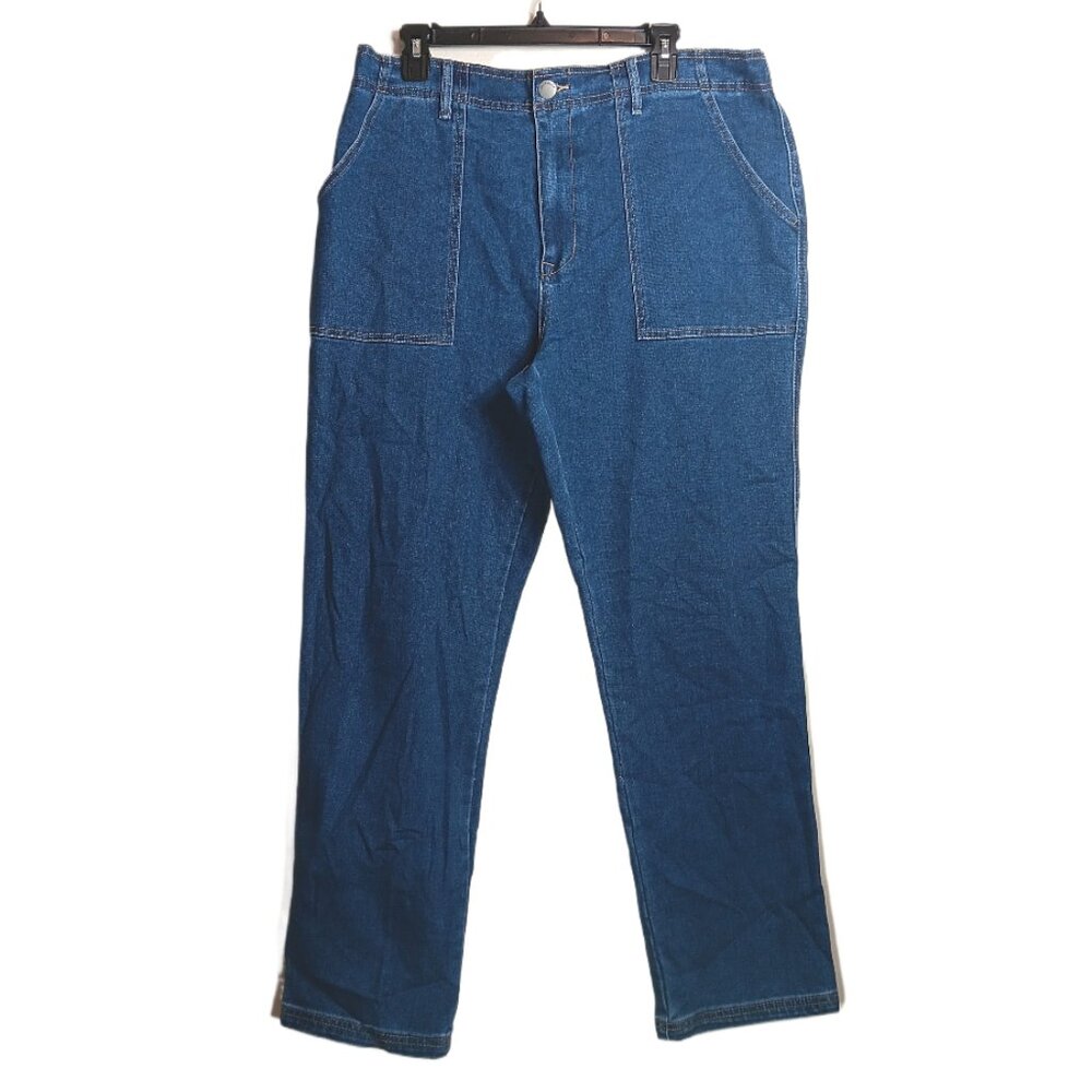 Knox Rose Straight Leg Jeans Womens XXL Medium Wash High Rise Cargo Relaxed New